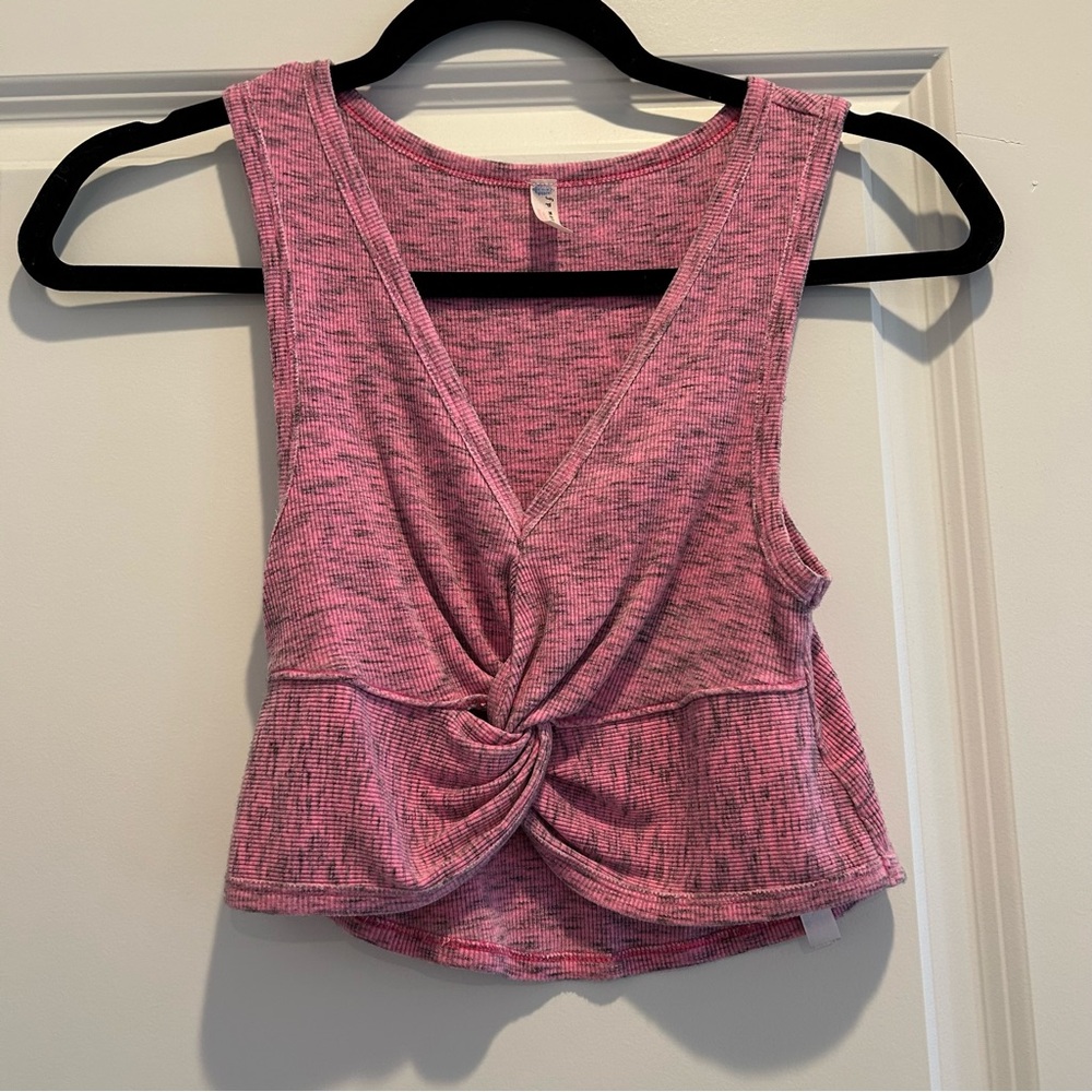 Free People FP Movement Pink Space Dye New Moon Crop Tank Top